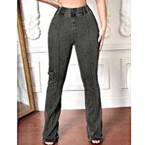 Women’s Black High Waist Wideleg Denim Jeans – Size 27-28